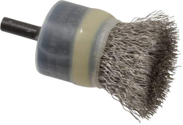 Osborn - 1" Brush Diam, Crimped, End Brush - 1/4" Diam Shank, 20,000 Max RPM - Best Tool & Supply