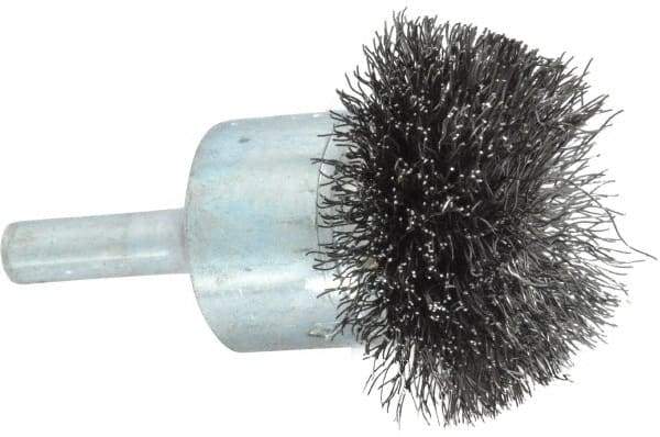 Osborn - 1-1/2" Brush Diam, Crimped, End Brush - 1/4" Diam Shank, 15,000 Max RPM - Best Tool & Supply