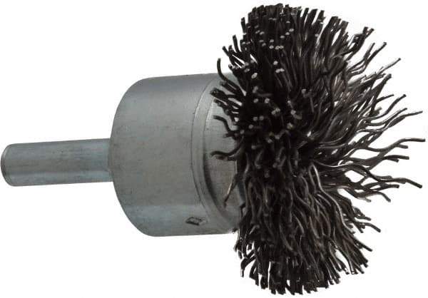 Osborn - 1-1/2" Brush Diam, Crimped, End Brush - 1/4" Diam Shank, 15,000 Max RPM - Best Tool & Supply