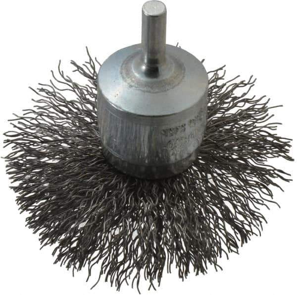 Osborn - 3" Brush Diam, Crimped, End Brush - 1/4" Diam Shank, 15,000 Max RPM - Best Tool & Supply