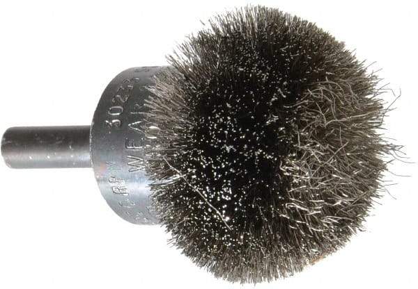 Osborn - 1-1/2" Brush Diam, Crimped, End Brush - 1/4" Diam Shank, 15,000 Max RPM - Best Tool & Supply