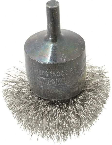 Osborn - 2" Brush Diam, Crimped, End Brush - 1/4" Diam Shank, 15,000 Max RPM - Best Tool & Supply