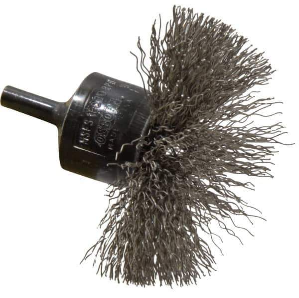 Osborn - 3" Brush Diam, Crimped, End Brush - 1/4" Diam Shank, 15,000 Max RPM - Best Tool & Supply