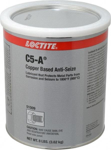 Loctite - 8 Lb Can High Temperature Anti-Seize Lubricant - Copper/Graphite, -29 to 1,800°F, Copper Colored, Water Resistant - Best Tool & Supply