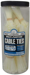 Thomas & Betts - 4 to 11 Inch Range, White Cable Ties - 3 Inch Bundle Diameter, 18, 40 and 50 Lb. Strength, Nylon - Best Tool & Supply