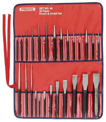 Proto - 26 Piece Punch & Chisel Set - 1/4 to 7/8" Chisel, 3/8 to 1/4" Punch, Round Shank - Best Tool & Supply