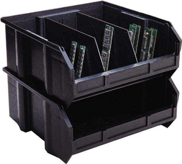 Quantum Storage - 50 Lb. Load Capacity, 10-3/4" Deep, Black Polypropylene Hopper Stacking Bin - 7" High x 8-1/4" Wide x 10-3/4" Long - Best Tool & Supply