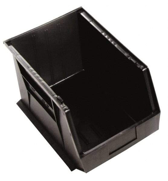 Quantum Storage - 75 Lb. Load Capacity, 16" Deep, Black Polypropylene Hopper Stacking Bin - 8" High x 11" Wide x 16" Long - Best Tool & Supply