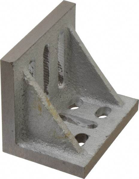 Interstate - 3-1/2" Wide x 2-1/2" Deep x 3" High Cast Iron Partially Machined Angle Plate - Slotted Plate, Through-Slots on Surface, Webbed, Single Plate - Best Tool & Supply