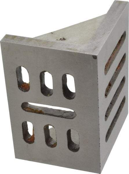 Interstate - 4-1/2" Wide x 3" Deep x 3-1/2" High Cast Iron Partially Machined Angle Plate - Slotted Plate, Through-Slots on Surface, Webbed, Single Plate - Best Tool & Supply