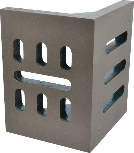 Interstate - 6" Wide x 4-1/2" Deep x 5" High Cast Iron Partially Machined Angle Plate - Slotted Plate, Through-Slots on Surface, Webbed, Single Plate - Best Tool & Supply