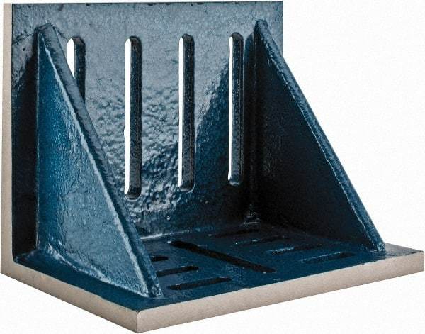 Interstate - 12" Wide x 8" Deep x 9" High Cast Iron Partially Machined Angle Plate - Slotted Plate, Through-Slots on Surface, Webbed, Single Plate - Best Tool & Supply