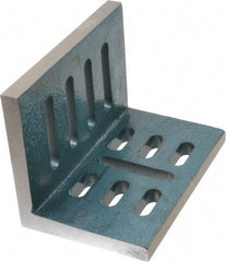 Interstate - 7" Wide x 4-1/2" Deep x 5-1/2" High Cast Iron Partially Machined Angle Plate - Slotted Plate, Through-Slots on Surface, Open End, Single Plate - Best Tool & Supply