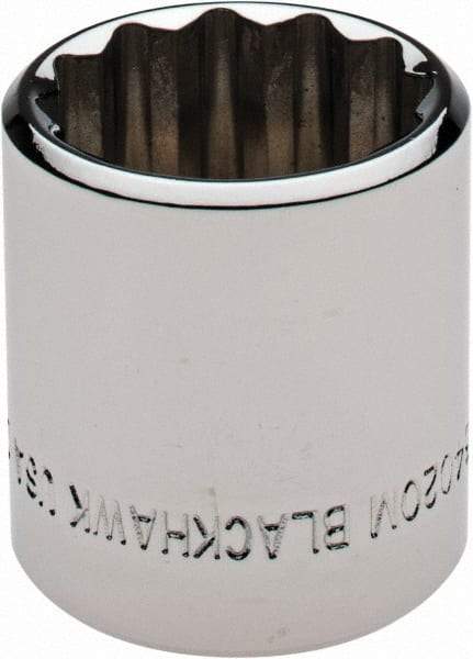 Blackhawk by Proto - 3/8" Drive, Standard Hand Socket - 12 Points, 1-13/64" OAL, Chrome Finish - Best Tool & Supply