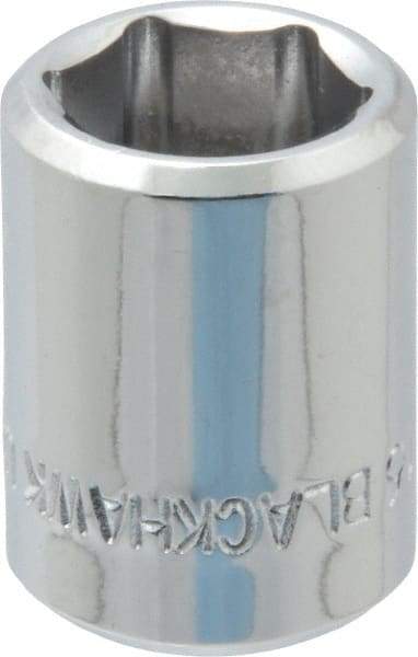 Blackhawk by Proto - 1/2", 3/8" Drive, Standard Hand Socket - 6 Points, 1" OAL, Chrome Finish - Best Tool & Supply