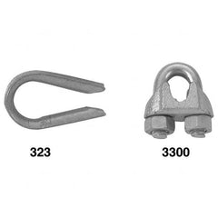 Campbell - Wire Rope Hardware & Accessories Type: Wire Rope Thimble Clip For Rope Diameter: 1/8 (Inch) - Best Tool & Supply