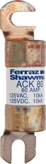 Ferraz Shawmut - 80 Amp Time Delay Round Forklift & Truck Fuse - 125VAC, 125VDC, 4.46" Long x 1" Wide, Bussman ACK80, Ferraz Shawmut ACK80 - Best Tool & Supply