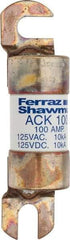 Ferraz Shawmut - 100 Amp Time Delay Round Forklift & Truck Fuse - 125VAC, 125VDC, 4.46" Long x 1" Wide, Bussman ACK100, Ferraz Shawmut ACK100 - Best Tool & Supply