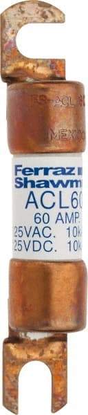 Ferraz Shawmut - 60 Amp General Purpose Round Forklift & Truck Fuse - 125VAC, 125VDC, 3.07" Long x 0.5" Wide, Bussman ACL60, Ferraz Shawmut ACL60 - Best Tool & Supply