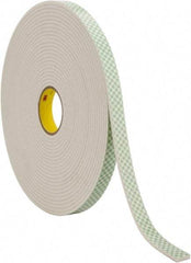 3M - 1" x 18 Yd Acrylic Adhesive Double Sided Tape - 1/4" Thick, Off-White, Urethane Foam Liner, Continuous Roll, Series 4004 - Best Tool & Supply