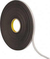 3M - 1/2" x 72 Yd Rubber Adhesive Double Sided Tape - 1/32" Thick, Black, Polyethylene Foam Liner, Continuous Roll, Series 4462B - Best Tool & Supply