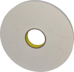 3M - 1" x 72 Yd Rubber Adhesive Double Sided Tape - 1/32" Thick, White, Polyethylene Foam Liner, Continuous Roll, Series 4462W - Best Tool & Supply