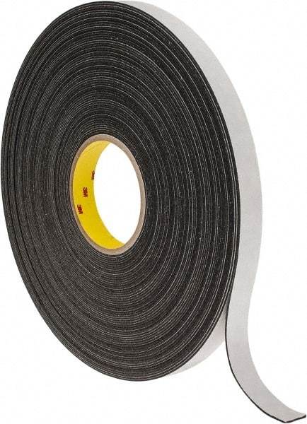 3M - 3/4" x 36 Yd Rubber Adhesive Double Sided Tape - 1/16" Thick, Black, Polyethylene Foam Liner, Continuous Roll, Series 4466B - Best Tool & Supply