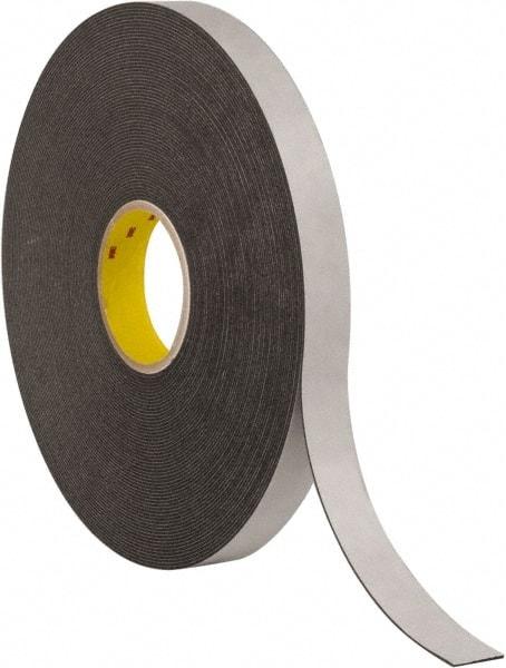 3M - 1" x 36 Yd Rubber Adhesive Double Sided Tape - 1/16" Thick, Black, Polyethylene Foam Liner, Continuous Roll, Series 4466B - Best Tool & Supply