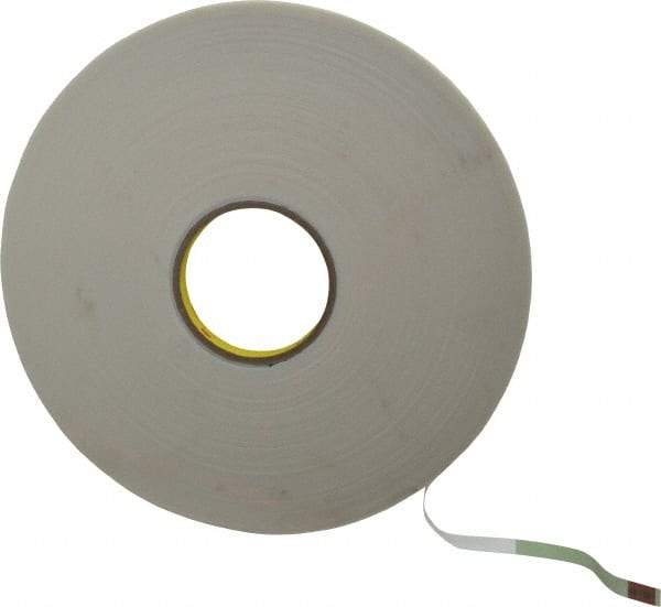 3M - 1/2" x 36 Yd Rubber Adhesive Double Sided Tape - 1/16" Thick, White, Polyethylene Foam Liner, Continuous Roll, Series 4466W - Best Tool & Supply