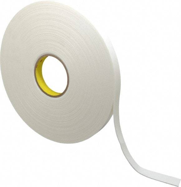 3M - 3/4" x 36 Yd Rubber Adhesive Double Sided Tape - 1/16" Thick, White, Polyethylene Foam Liner, Continuous Roll, Series 4466W - Best Tool & Supply