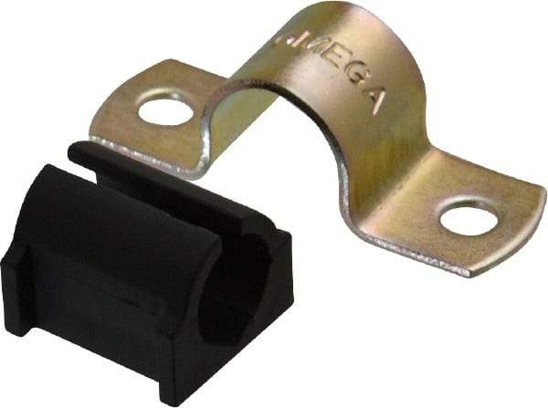 ZSI - 1/2" Tube, Steel, Zinc Plated Tube Strap with Cushion - 2 Mounting Holes - Best Tool & Supply