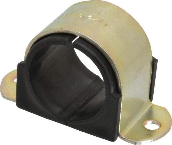 ZSI - 1-1/2" Tube, Steel, Zinc Plated Tube Strap with Cushion - 2 Mounting Holes - Best Tool & Supply