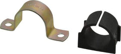 ZSI - 3/4 Pipe, Steel, Zinc Plated Pipe Strap with Cushion - 2 Mounting Holes - Best Tool & Supply