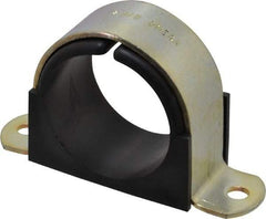 ZSI - 2 Pipe, Steel, Zinc Plated Pipe Strap with Cushion - 2 Mounting Holes - Best Tool & Supply