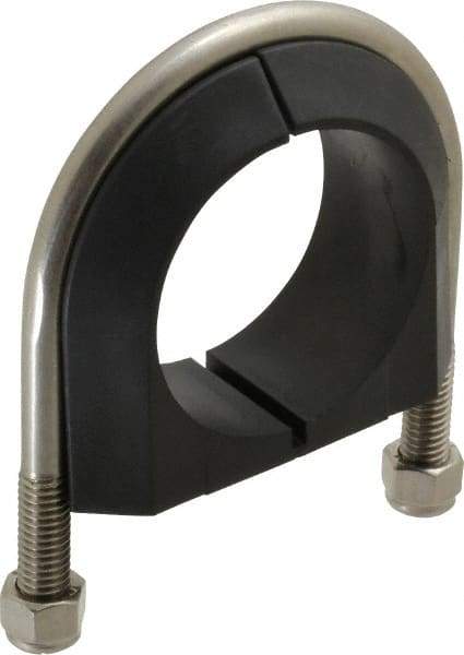 ZSI - 2" Pipe, Grade 316 Stainless Steel U Bolt Clamp with Cushion - 3/4" Panel Thickness - Best Tool & Supply