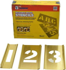 C.H. Hanson - 15 Piece, 1-1/2 Inch Character Size, Brass Stencil - Contains Figure Set - Best Tool & Supply