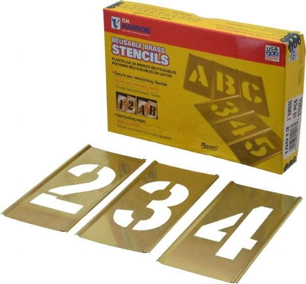 C.H. Hanson - 15 Piece, 3 Inch Character Size, Brass Stencil - Contains Figure Set - Best Tool & Supply