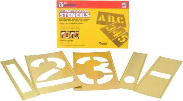 C.H. Hanson - 14 Piece, 6 Inch Character Size, Brass Stencil - Contains Figure Set - Best Tool & Supply