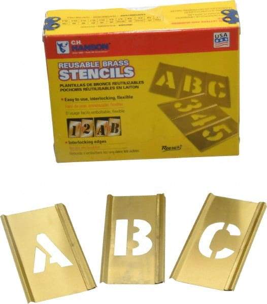 C.H. Hanson - 33 Piece, 1 Inch Character Size, Brass Stencil - Contains Letter Set - Best Tool & Supply