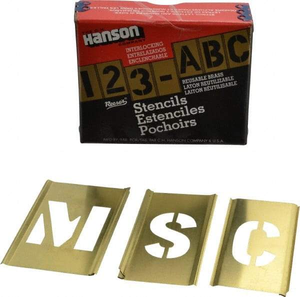 C.H. Hanson - 33 Piece, 1-1/2 Inch Character Size, Brass Stencil - Contains Letter Set - Best Tool & Supply