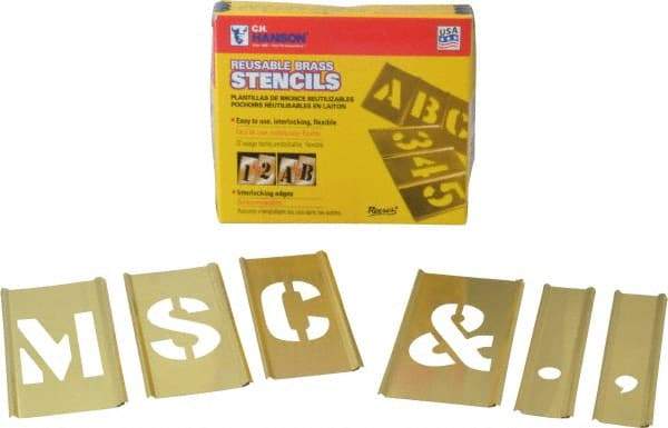 C.H. Hanson - 33 Piece, 2 Inch Character Size, Brass Stencil - Contains Letter Set - Best Tool & Supply