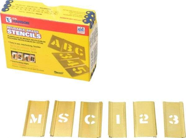 C.H. Hanson - 92 Piece, 1/2 Inch Character Size, Brass Stencil - Contains Three A Fonts - Best Tool & Supply