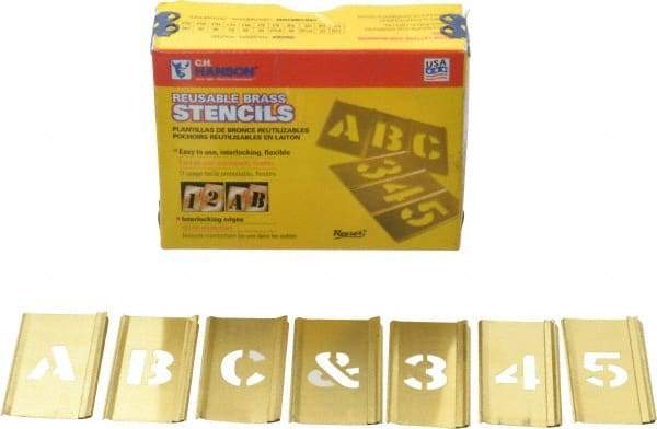 C.H. Hanson - 92 Piece, 3/4 Inch Character Size, Brass Stencil - Contains Three A Fonts - Best Tool & Supply