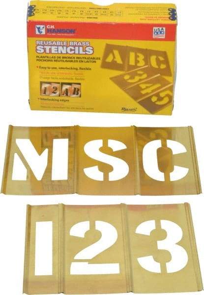 C.H. Hanson - 92 Piece, 3 Inch Character Size, Brass Stencil - Contains Three A Fonts - Best Tool & Supply