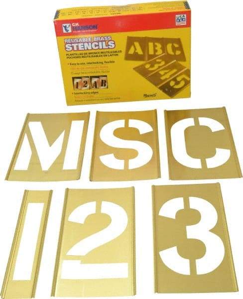 C.H. Hanson - 92 Piece, 5 Inch Character Size, Brass Stencil - Contains Three A Fonts - Best Tool & Supply