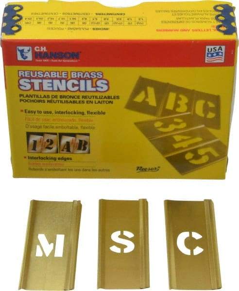 C.H. Hanson - 45 Piece, 1/2 Inch Character Size, Brass Stencil - Best Tool & Supply