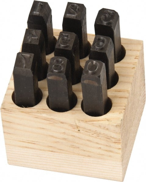 Made in USA - 9 Piece, 1/4" Character Steel Stamp Set - Best Tool & Supply