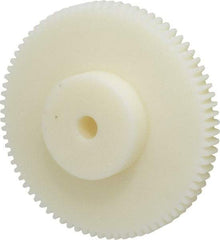 Poly Hi Solidur - 16 Pitch, 5" Pitch Diam, 5-1/8" OD, 80 Tooth Spur Gear - 1/2" Face Width, 1/2" Bore Diam, 2-1/4" Hub Diam, 14.5° Pressure Angle, Nylon - Best Tool & Supply