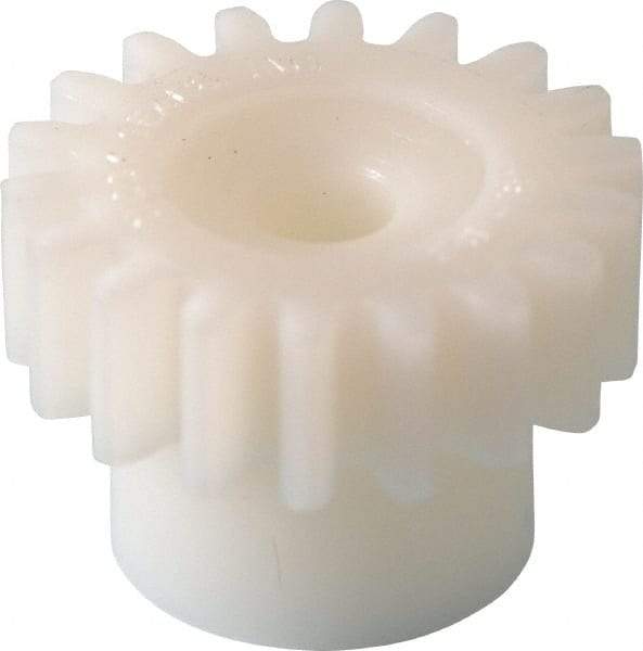 Poly Hi Solidur - 24 Pitch, 3/4" Pitch Diam, 0.833" OD, 18 Tooth Spur Gear - 1/4" Face Width, 3/16" Bore Diam, 35/64" Hub Diam, 20° Pressure Angle, Acetal - Best Tool & Supply