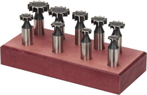 Value Collection - Straight Tooth Configuration, Woodruff and Keyseat Cutter Set - 204 to 808 ANSI, High Speed Steel, 9 Pieces - Best Tool & Supply